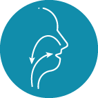 person with flow of breathing arrows