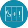 Action plan with 3 sections: 1 an inhaler, 2 cross and 3 explanation mark