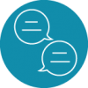 two speech bubbles talking to each other